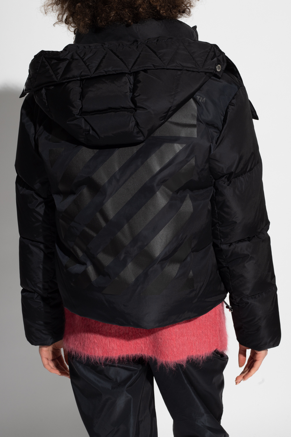 Off white diagonal brushed down jacket hotsell